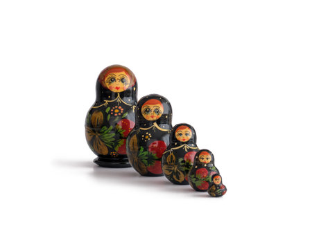 Matryoshka Dolls Isolated On White Surfaceの写真素材