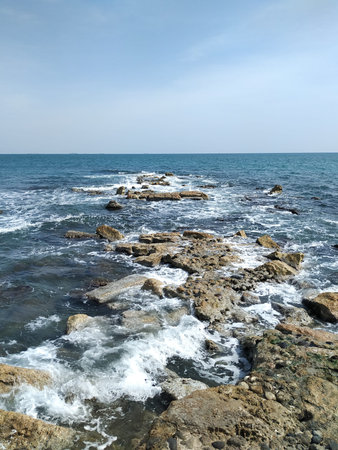 Beautiful Sea, Rocks And Horizon Background, Mersin, Turkey