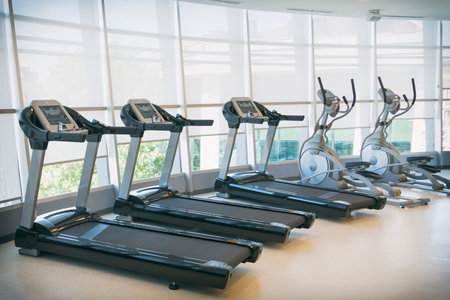 Indoor Sports Saloon With Treadmills And Exercise Bikes