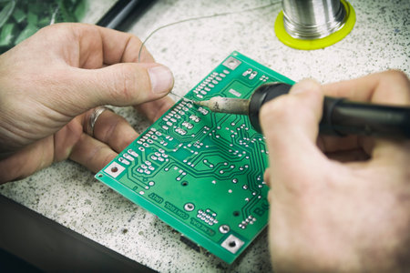 Soldering On Green PCB Board