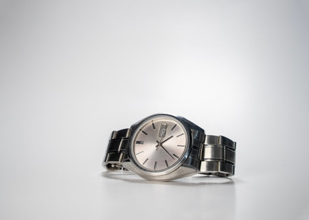 Vintage Automatic Watch, Isolated On Gray Surfaceの写真素材