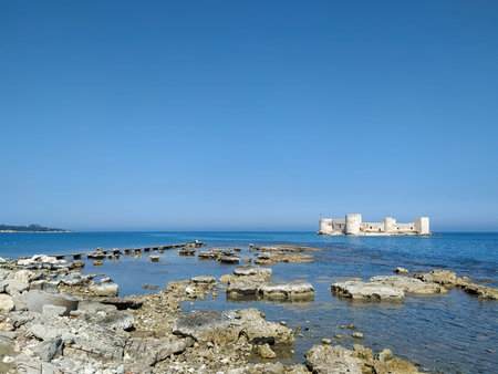 Sea Rocks And Kiz Kalesi (Maiden's Castle), Mersin, Turkey