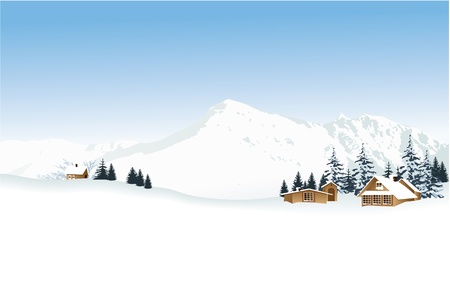Winter landscape with high mountains のイラスト素材