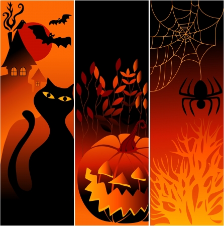 Three Halloween banners のイラスト素材