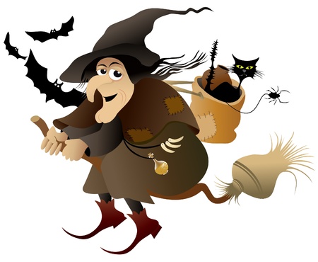 Halloween flying witch のイラスト素材