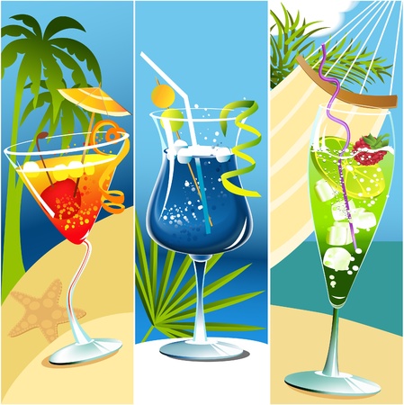 Summer banners with tropical drinks のイラスト素材
