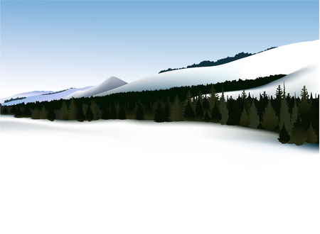 Winter mountains with forestのイラスト素材
