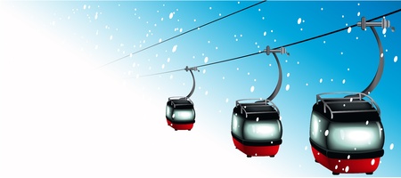 Gondolas on cableways - skiing time のイラスト素材