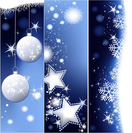 Blue Christmas banners のイラスト素材