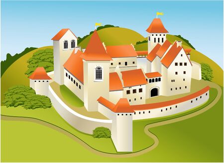 Cartoon old castleのイラスト素材