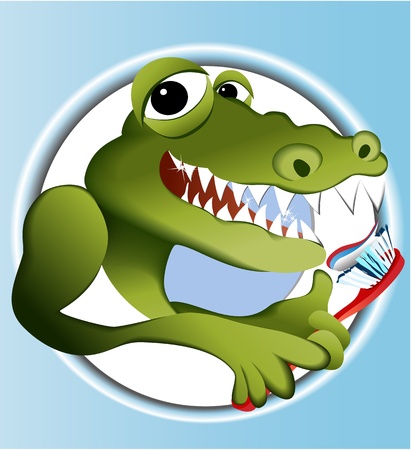 Crocodile cleaning teeth のイラスト素材