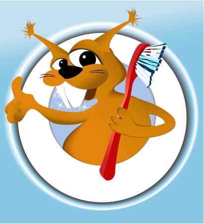 Squirrel cleaning teeth のイラスト素材