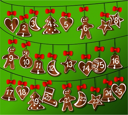 Christmas calendar with gingerbreadのイラスト素材