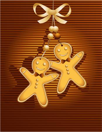 Christmas card with gingerbread man のイラスト素材