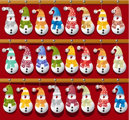 Christmas calendar with handcraft snowmenのイラスト素材