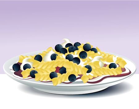 Pasta with blueberries and sweet cream のイラスト素材
