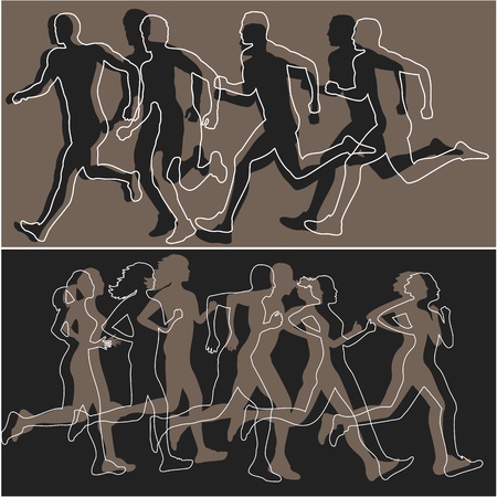 Silhouettes of runnersのイラスト素材