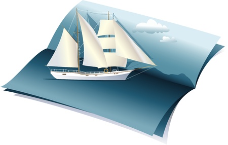 Summer background with sea and boatのイラスト素材