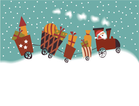 Cartoon Christmas trainのイラスト素材
