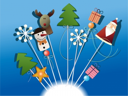 Christmas handcraft decorations on sticks のイラスト素材