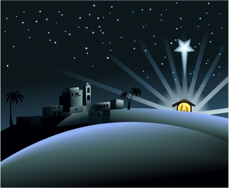 Nativity scene with Holy Familyのイラスト素材