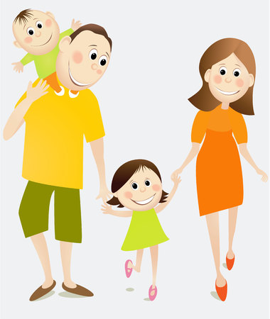 Cartoon happy familyのイラスト素材