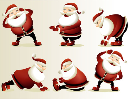 Cartoon Santa Claus gymnastics のイラスト素材