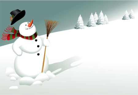 Winter background with snowmanのイラスト素材