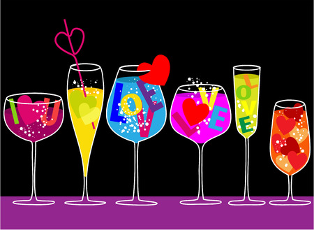 Valentine love drinksのイラスト素材