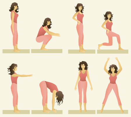 Set of simple gymnastic exercisesのイラスト素材
