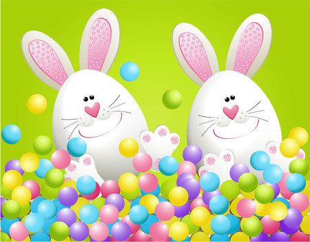 Easter rabbits in candiesのイラスト素材