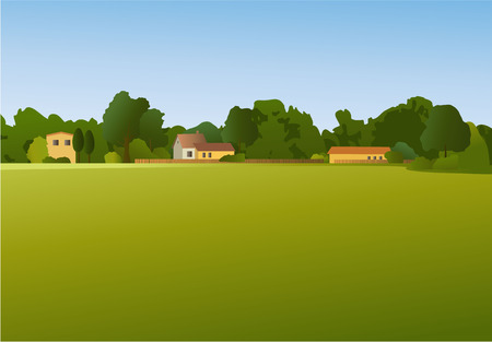 Rural landscape with country settlementのイラスト素材