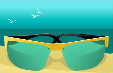 Summer background with sunglassesのイラスト素材