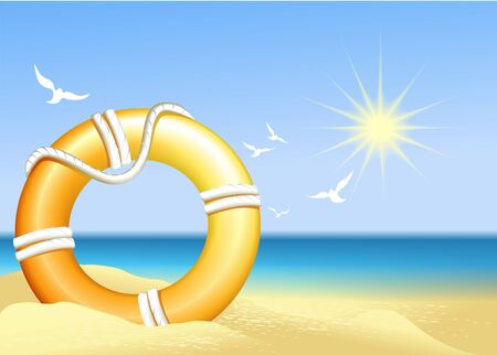 Summer background with safety wheelのイラスト素材