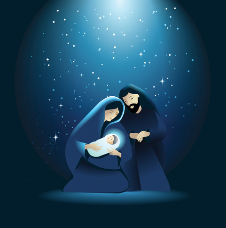 Holiday background with Holy Familyのイラスト素材