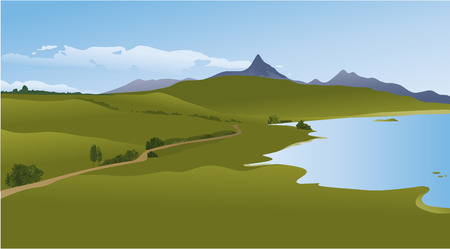 Montain landscape with lakeのイラスト素材