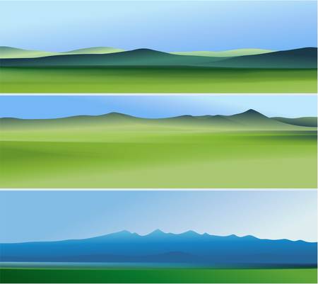 Three abstract banners with mountainsのイラスト素材