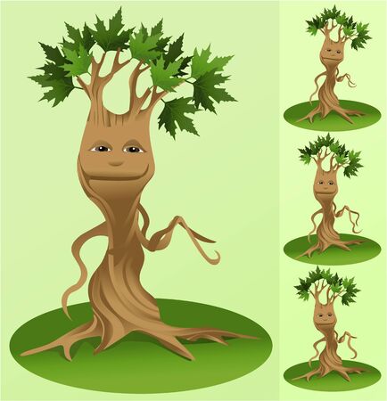 Illustration of funny tree mascotのイラスト素材