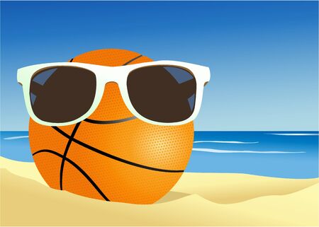 Basketball on a beach sandのイラスト素材