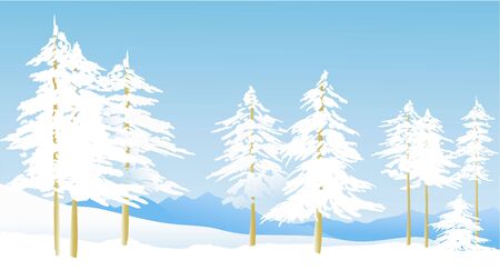 Winter landscape with white treesのイラスト素材