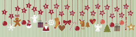 Advent calendar with Christmas decorationsのイラスト素材