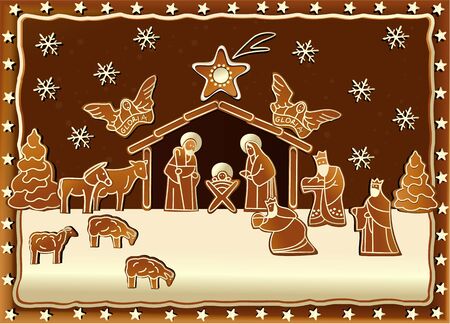 Gingerbread Nativity sceneのイラスト素材