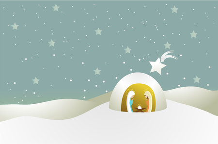 Nativity scene with Holy Familyのイラスト素材