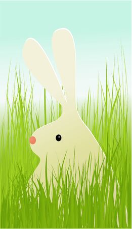 Easter rabbit in grassのイラスト素材