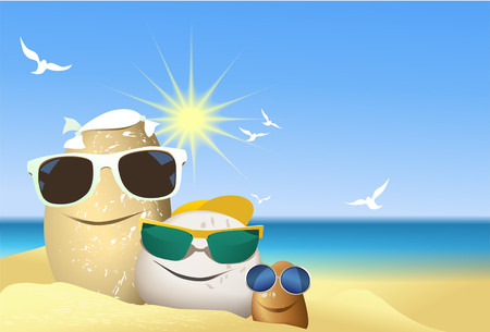 Happy stones enjoying summerのイラスト素材
