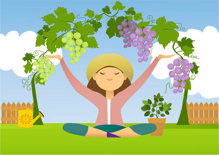 Pleasure of gardening and meditation hobbyのイラスト素材