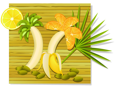 Summer fun meal with exotic fruitsのイラスト素材