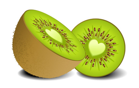 Kiwi fruits with heart shapeのイラスト素材