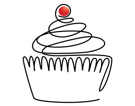 Cake one line drawingのイラスト素材