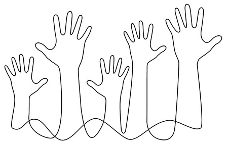 Hands one line drawingのイラスト素材